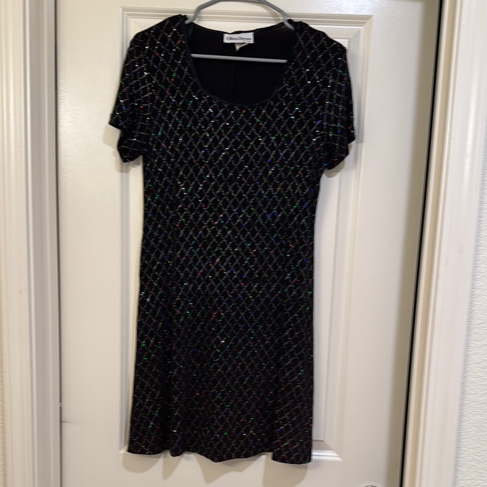 Ultra‎ Dress Black and Silver Fit and Flare Dress Size 8P